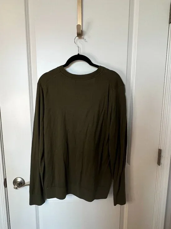 Quince XL Lightweight Cotton Cashmere Crew Sweater, Green - Picture 3 of 9
